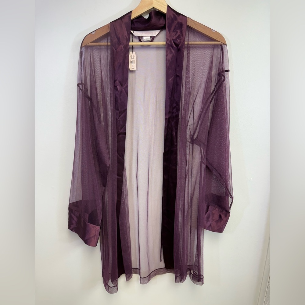 VICTORIA'S SECRET, Purple/ Aubergine, Tulle, Silk Trim Sheer Robe, OS, NWT